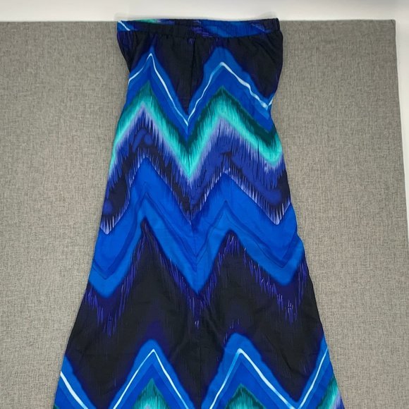 Felicity & Coco Maxi Strapless Dress Blue XS Drawstring Lightweight - Picture 11 of 13